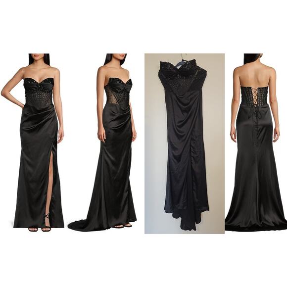 GB Dresses & Skirts - GB Strapless Sweetheart Beaded Rhinestone Corset Long Dress Size 7
